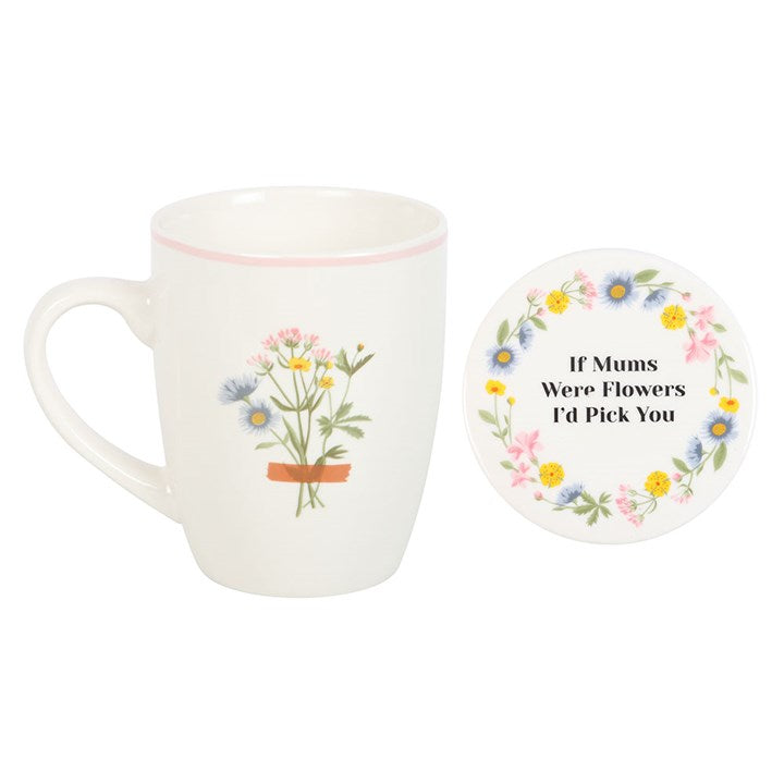 'If Mums Were Flowers' Floral Mug & Coaster Set