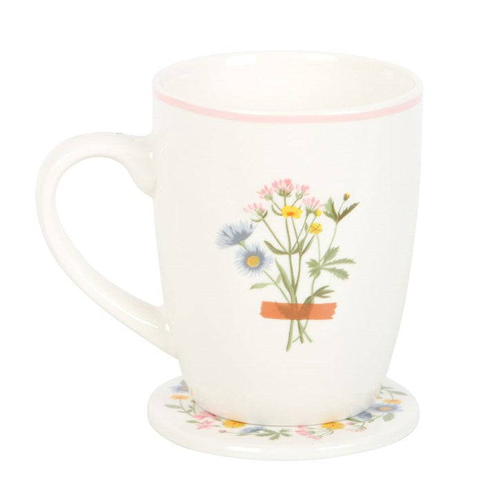 'If Mums Were Flowers' Floral Mug & Coaster Set