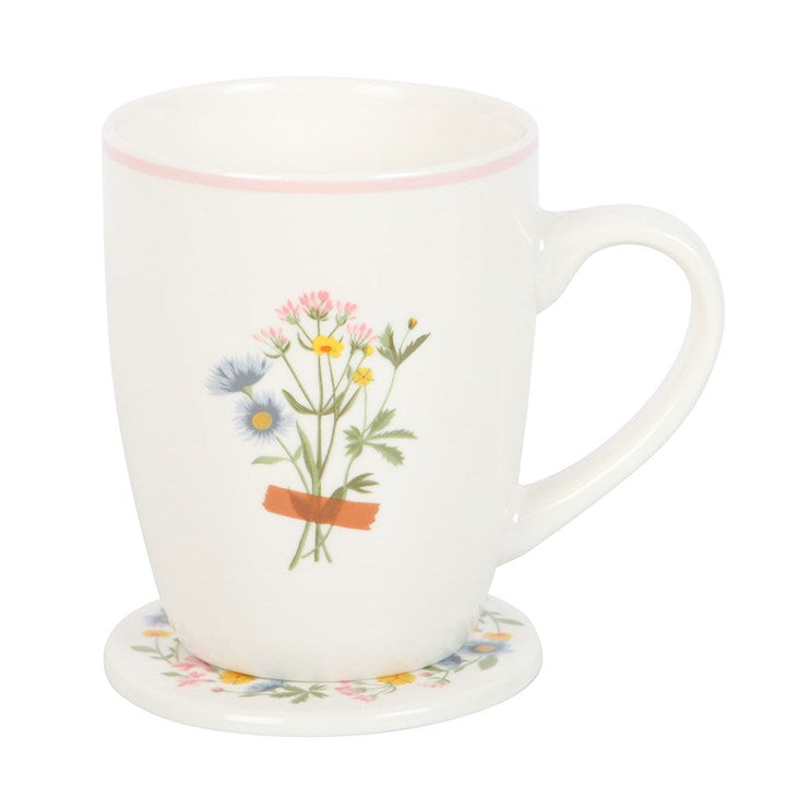 'If Mums Were Flowers' Floral Mug & Coaster Set