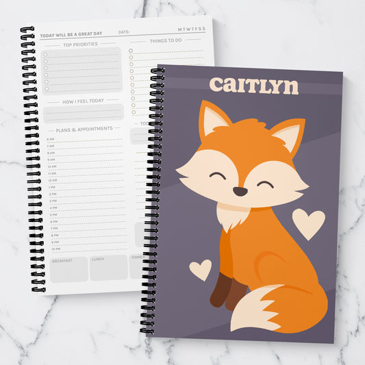 Personalised Fox A5 Daily Planner