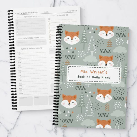 Personalised Forest Fox A5 Daily Planner