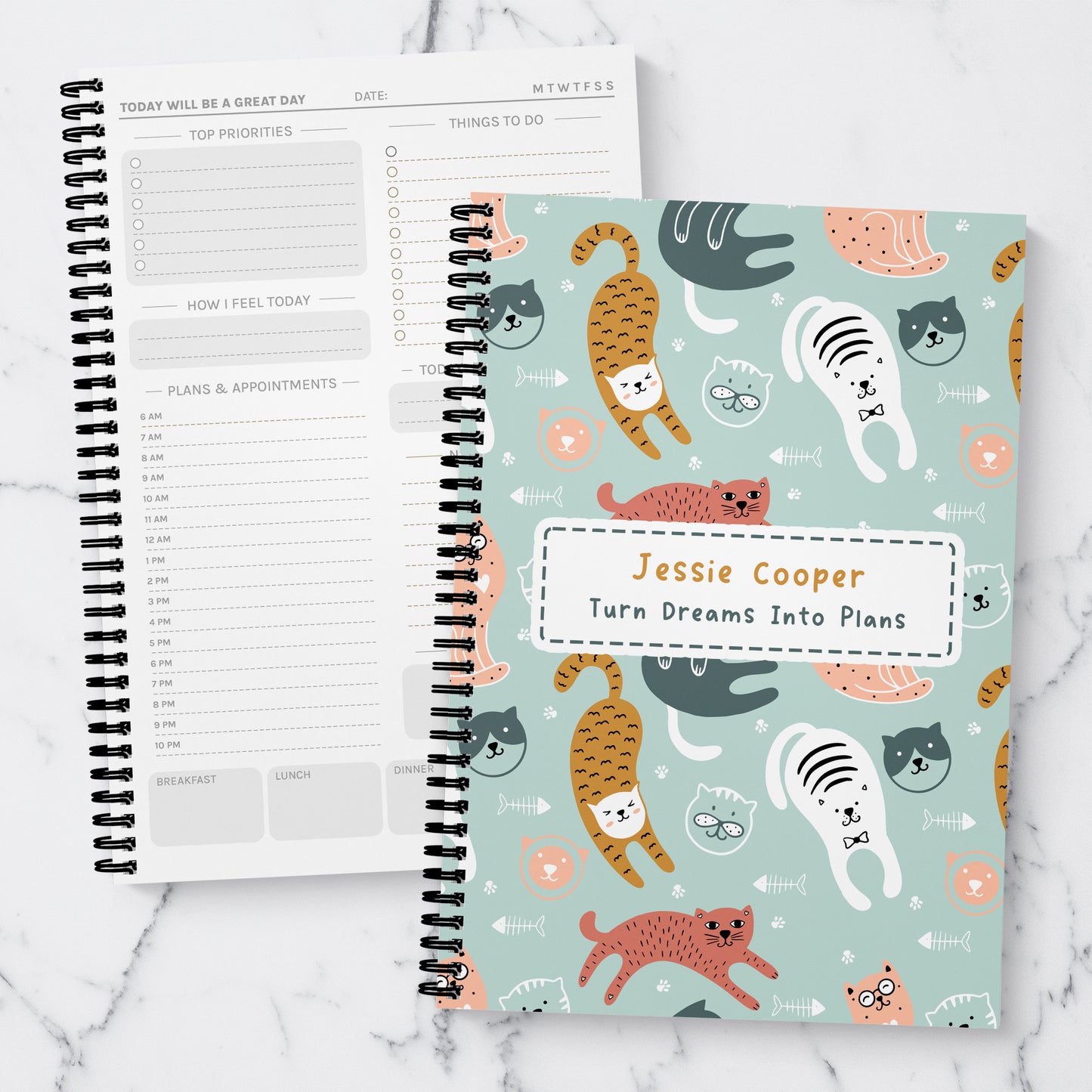 Kitty Cat Personalised A5 Daily Planner