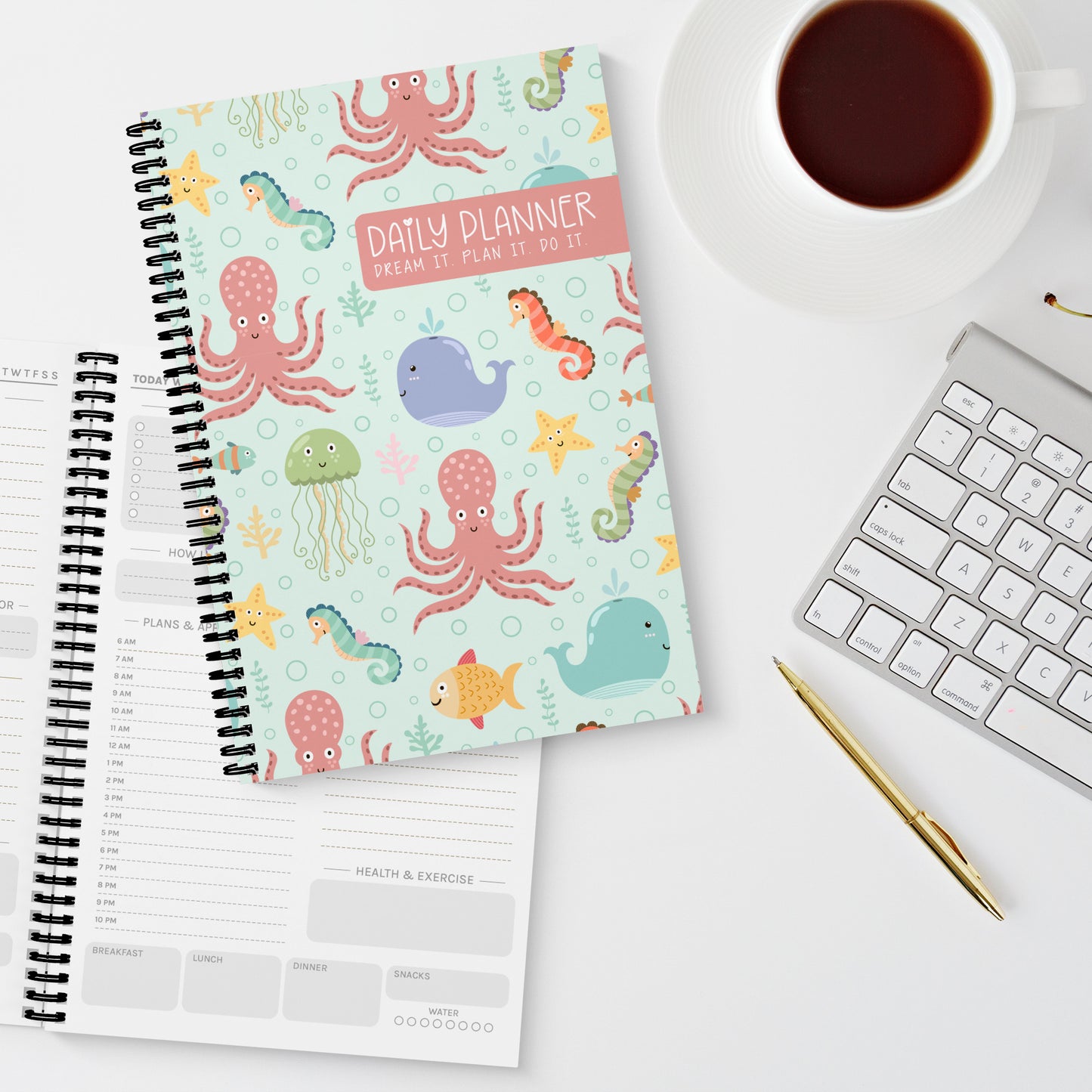 'Dream it. Plan it. Do it.' Under the Sea A5 Daily Planner