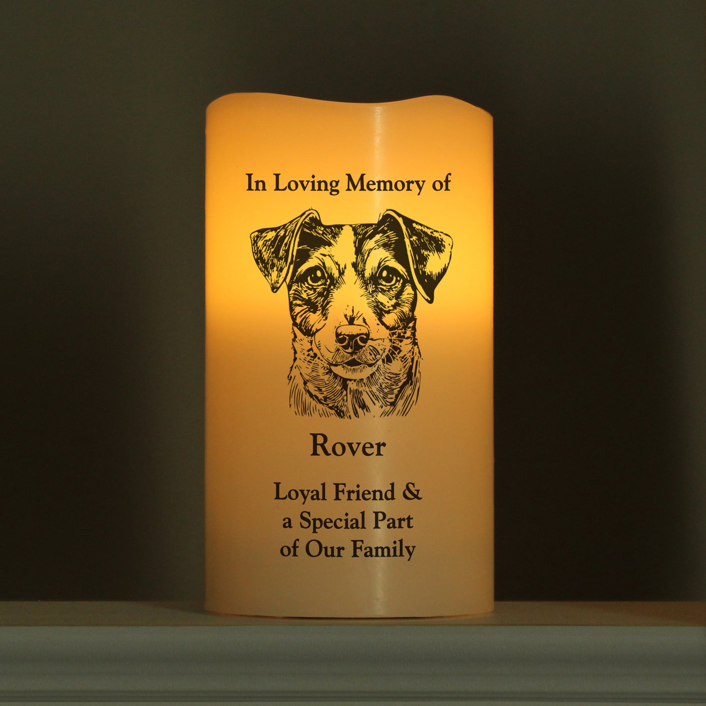 Personalised Dog Breed Memorial LED Candle - Choose from 16 Breeds