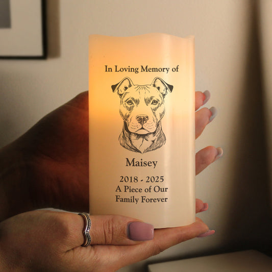 Personalised Dog Breed Memorial LED Candle - Choose from 16 Breeds