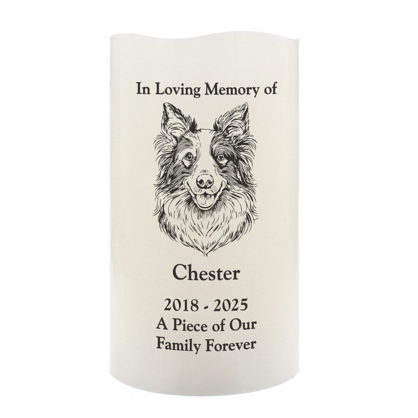 Personalised Dog Breed Memorial LED Candle - Choose from 16 Breeds