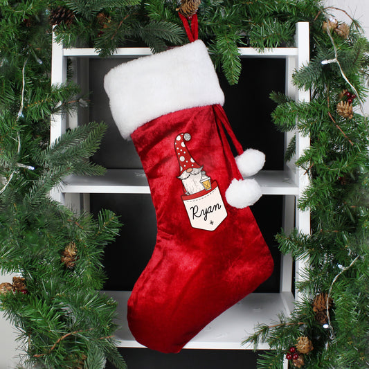 Personalised Pocket Gonk Family Red Christmas Stocking - Male/Dad Design