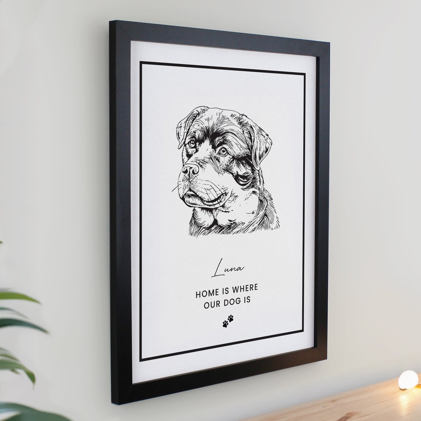 Personalised Dog Breed Framed Print - 16 Breeds and 3 Frame Types available