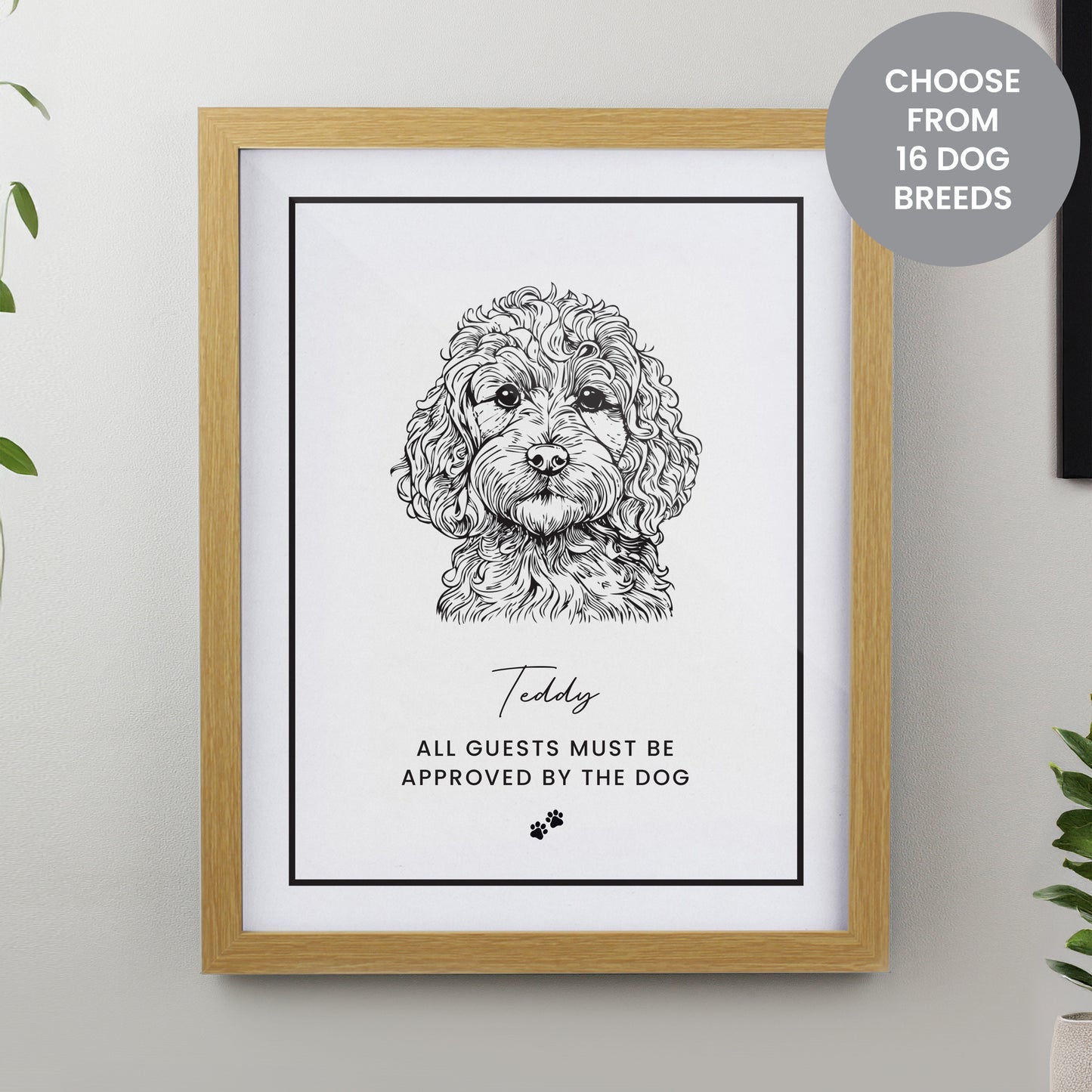 Personalised Dog Breed Framed Print - 16 Breeds and 3 Frame Types available