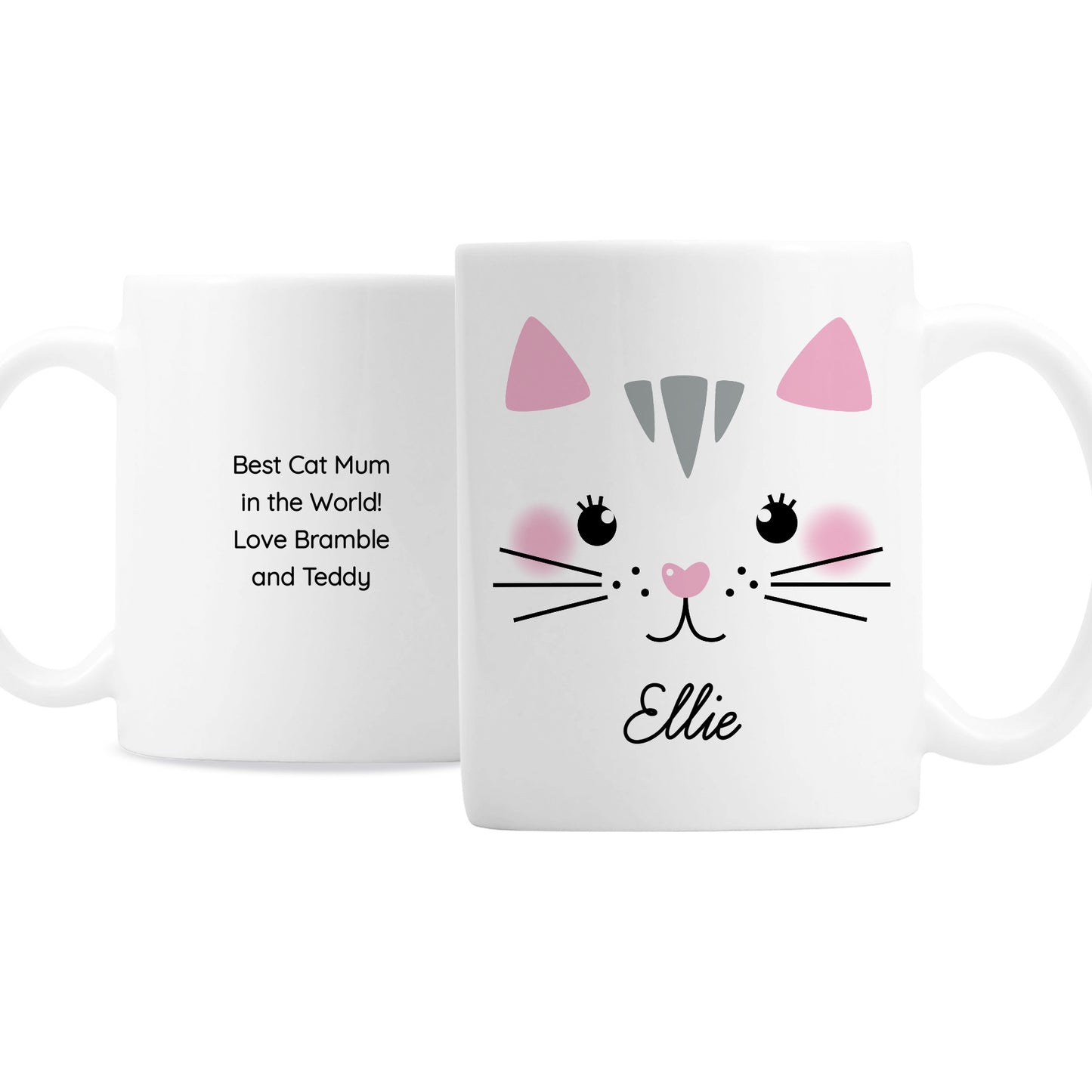 Personalised Cute Cat Face Mug - Updated Design