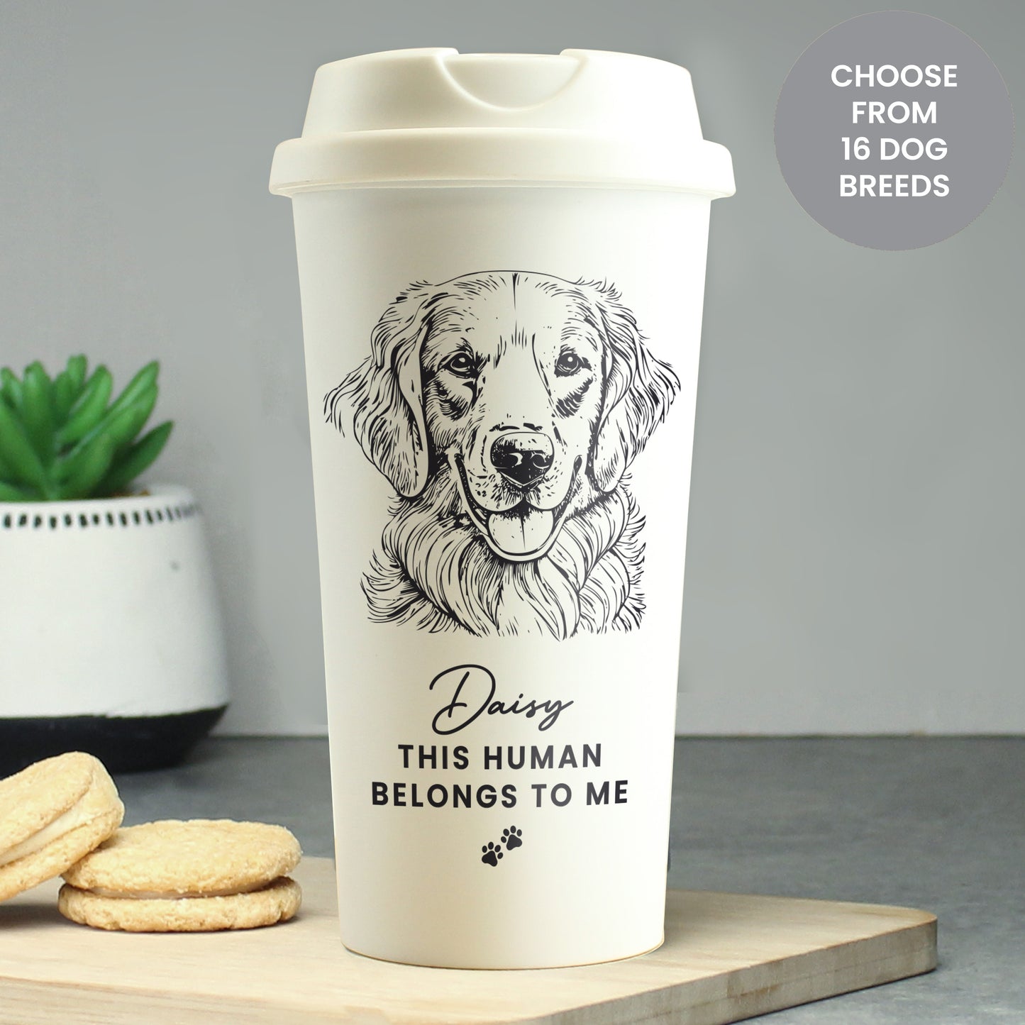 Personalised Dog Breed Travel Cup - Choose from 16 Breeds