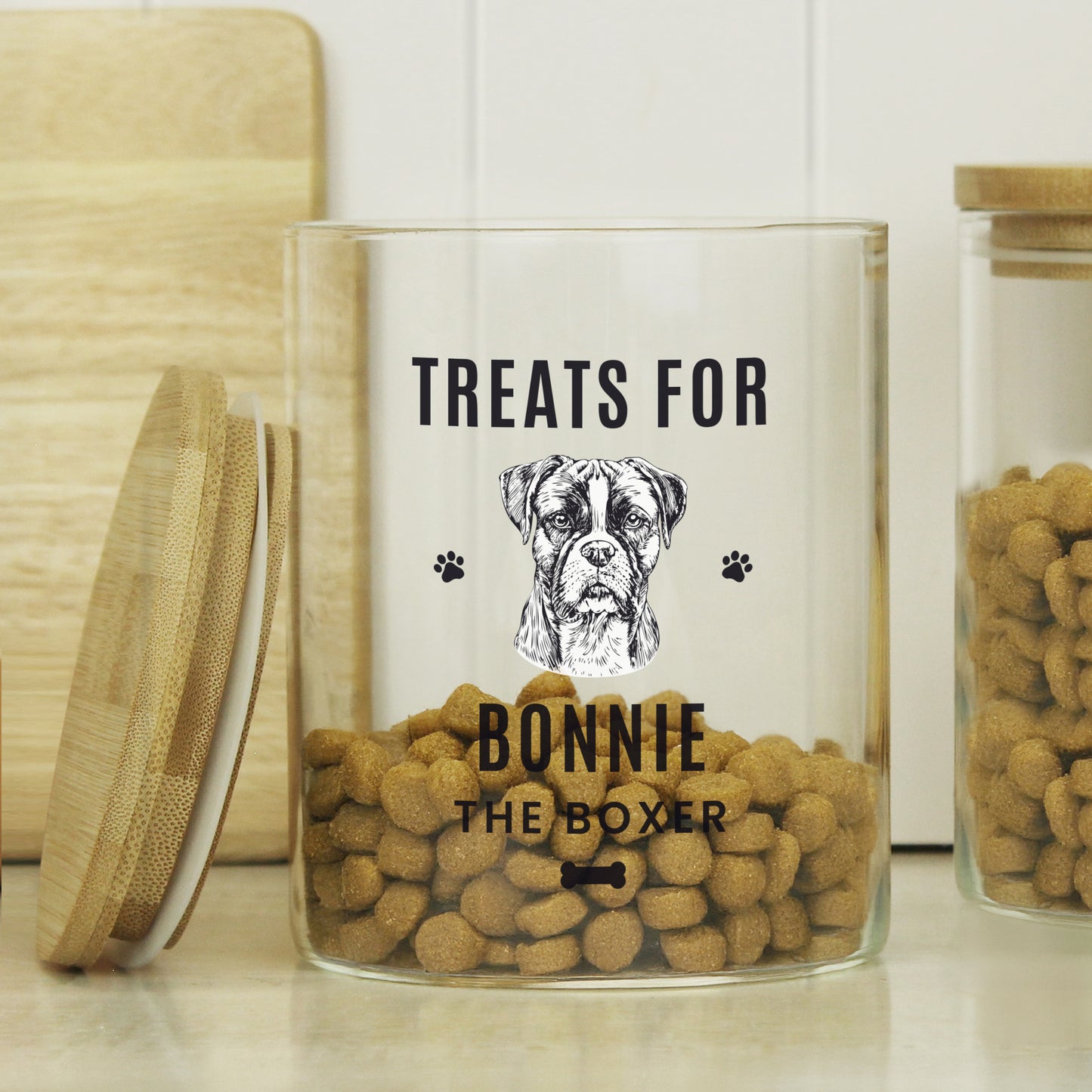 Personalised Dog Breed Glass Treat Jar - Choose from 16 Breeds