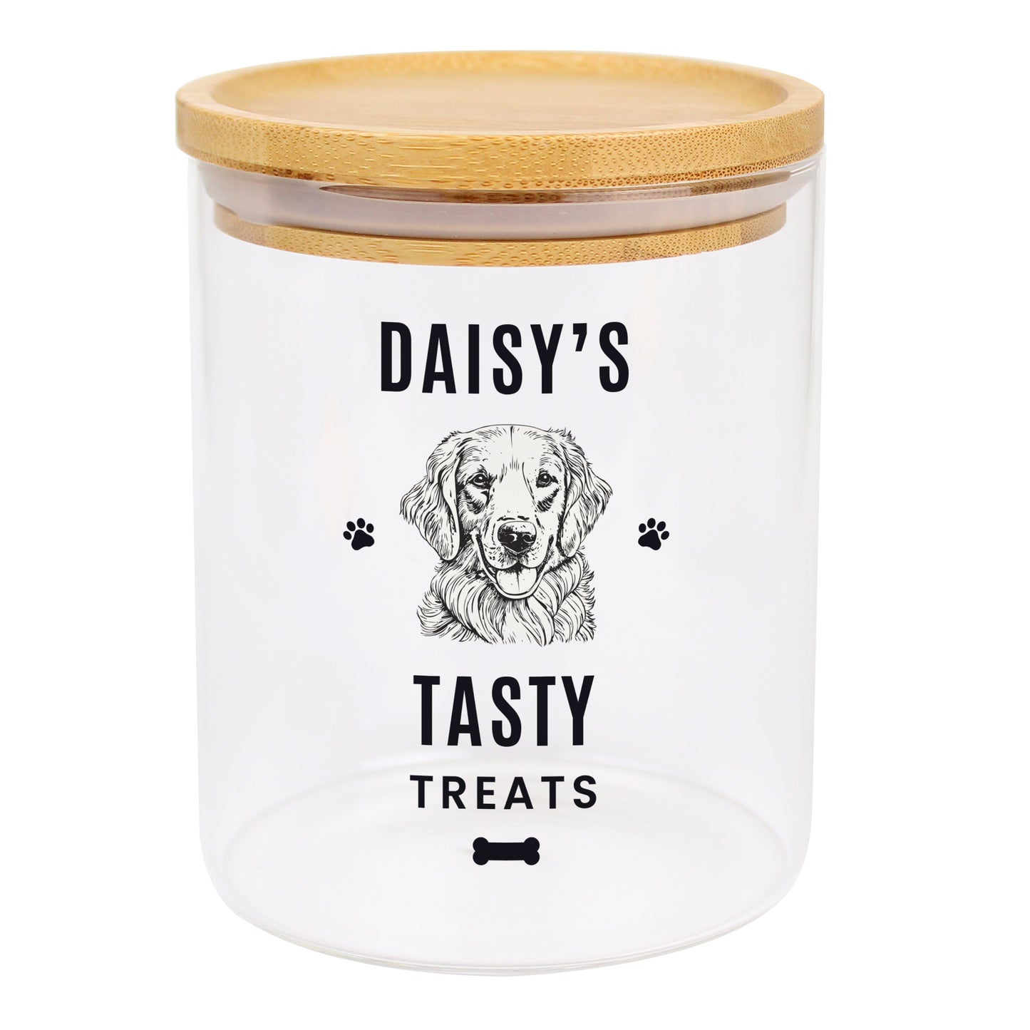 Personalised Dog Breed Glass Treat Jar - Choose from 16 Breeds