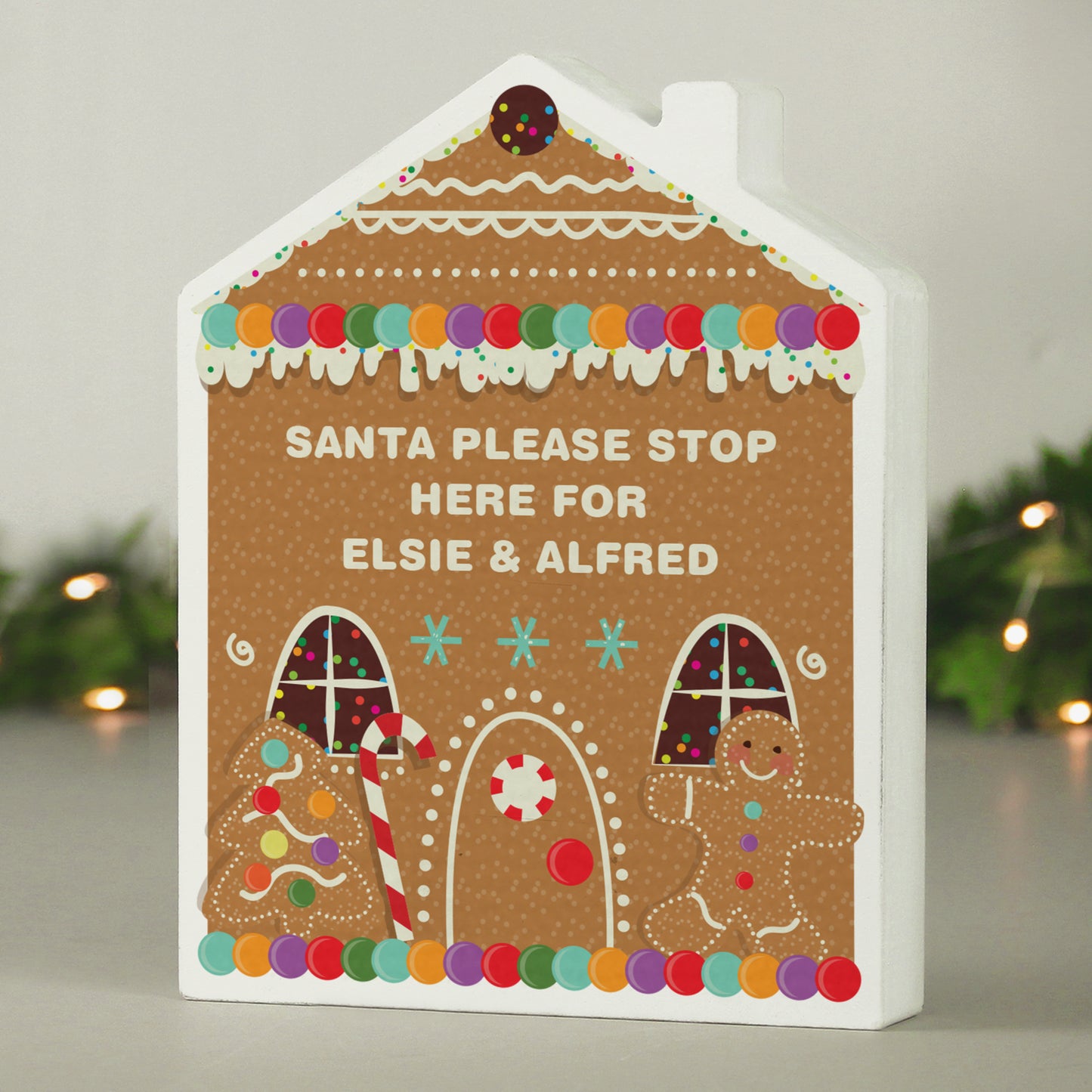 Personalised Christmas Gingerbread House Wooden Ornament