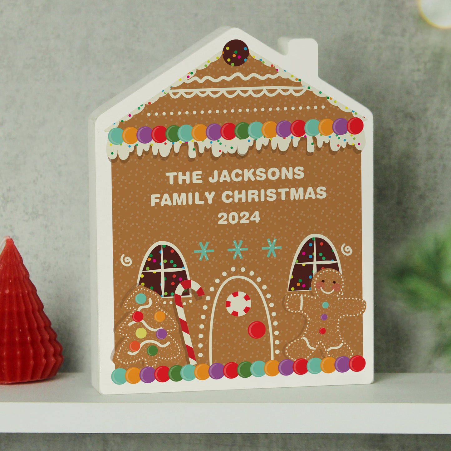 Personalised Christmas Gingerbread House Wooden Ornament