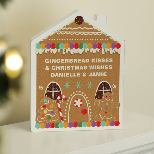 Personalised Christmas Gingerbread House Wooden Ornament