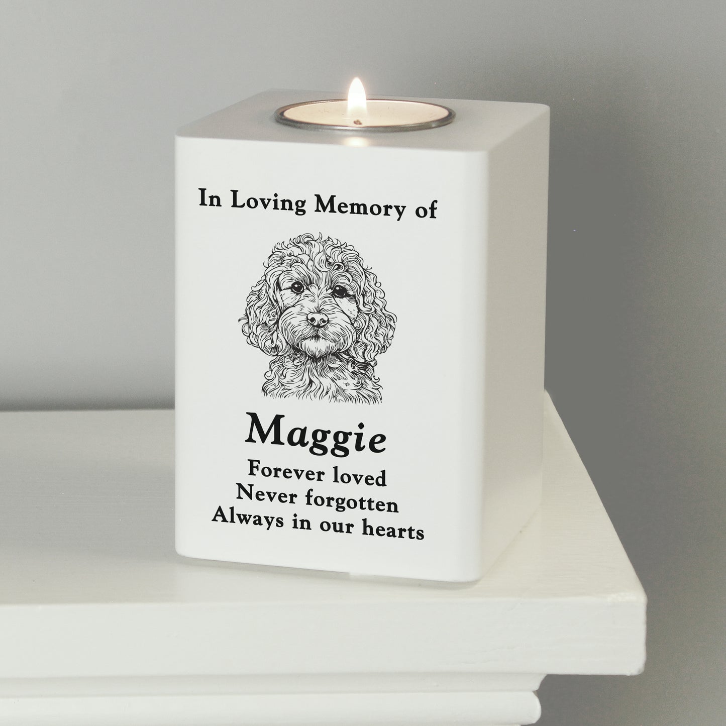 Personalised Dog Breed Memorial Tealight Holder - Choose from 16 Breeds