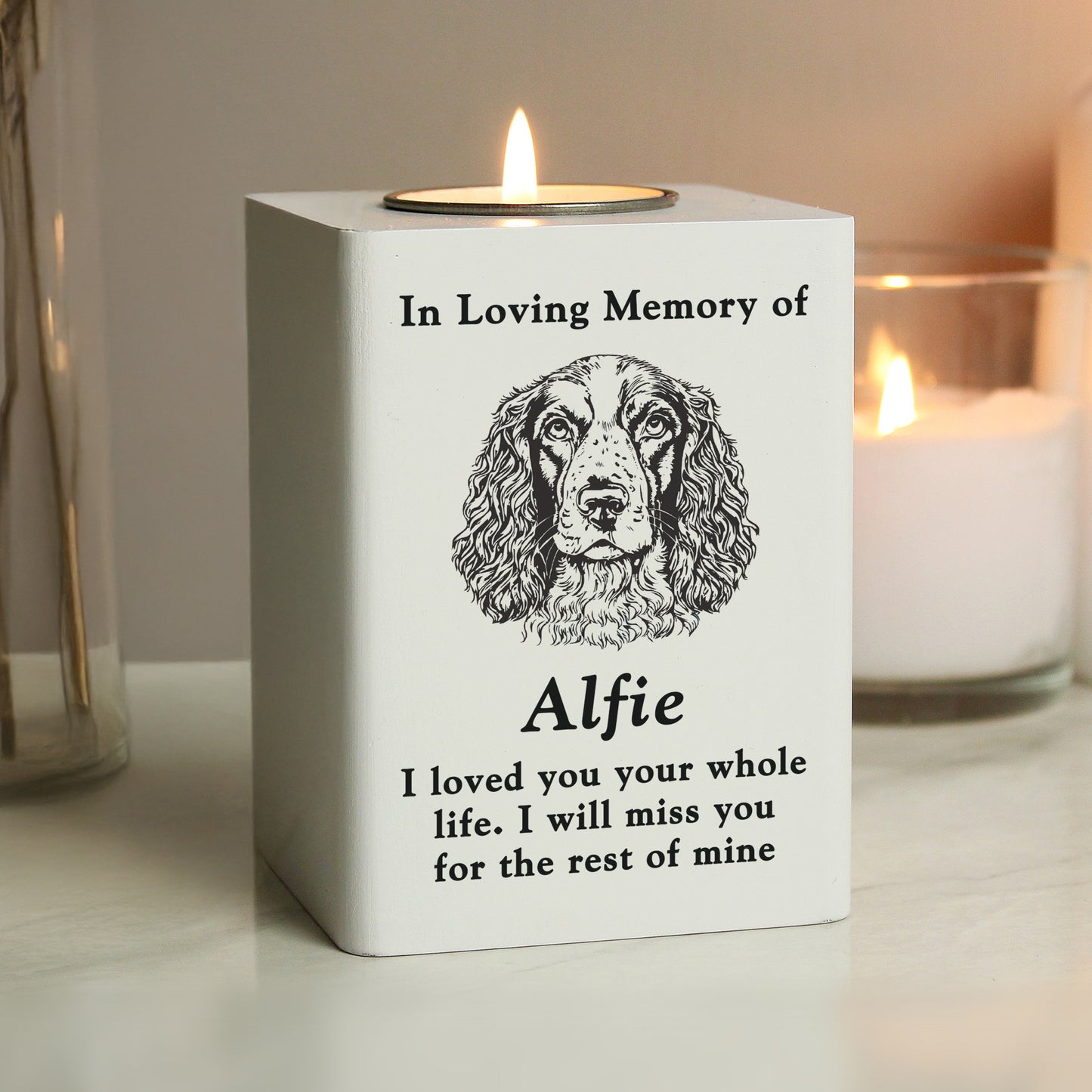 Personalised Dog Breed Memorial Tealight Holder - Choose from 16 Breeds