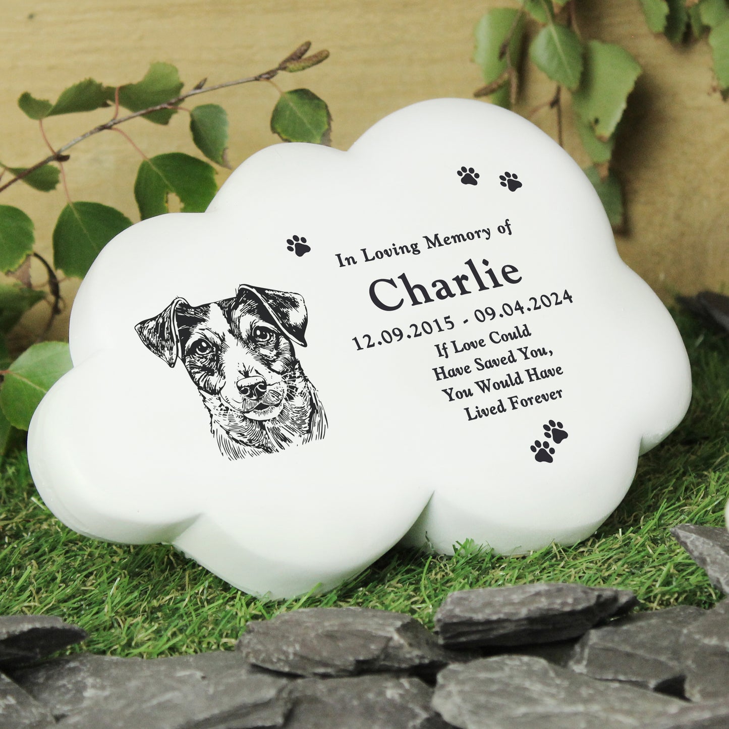 Personalised Dog Breed Garden Memorial Cloud - Choose from 16 Breeds