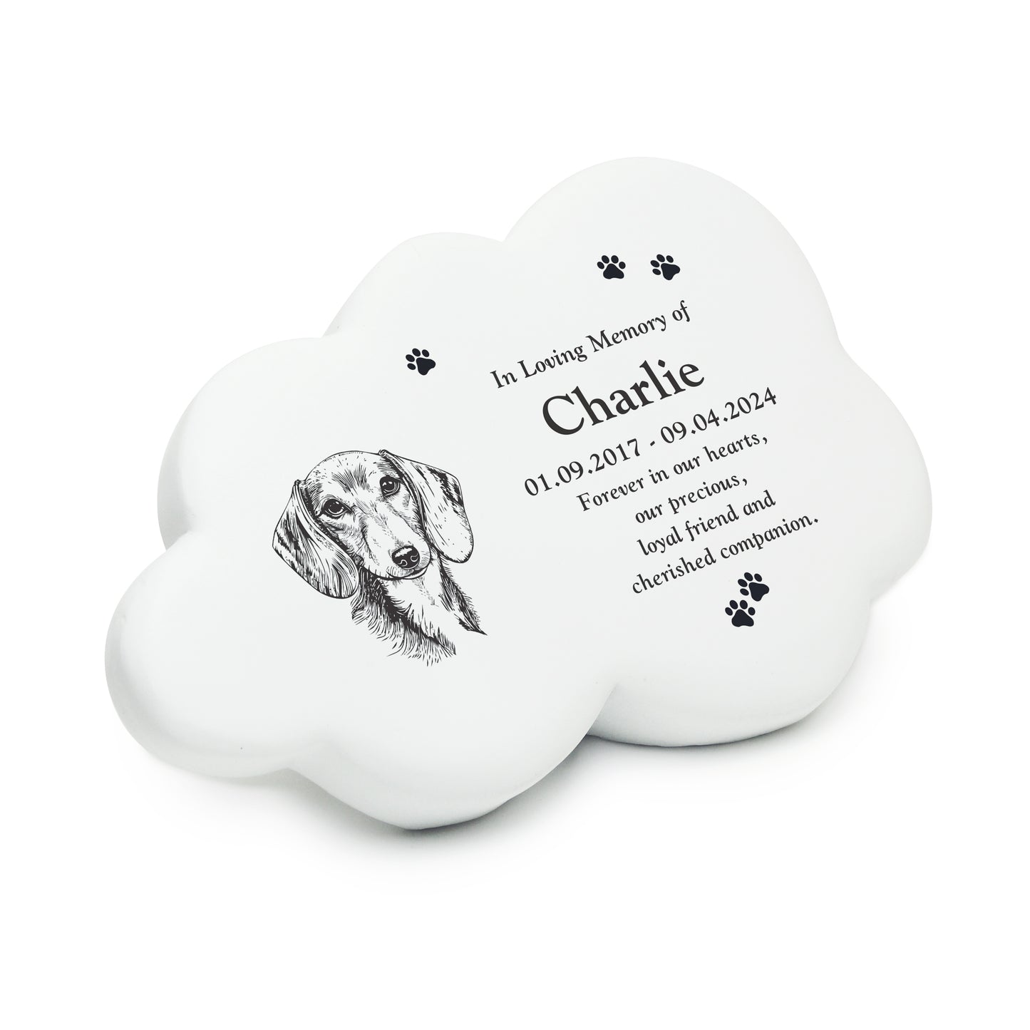 Personalised Dog Breed Garden Memorial Cloud - Choose from 16 Breeds