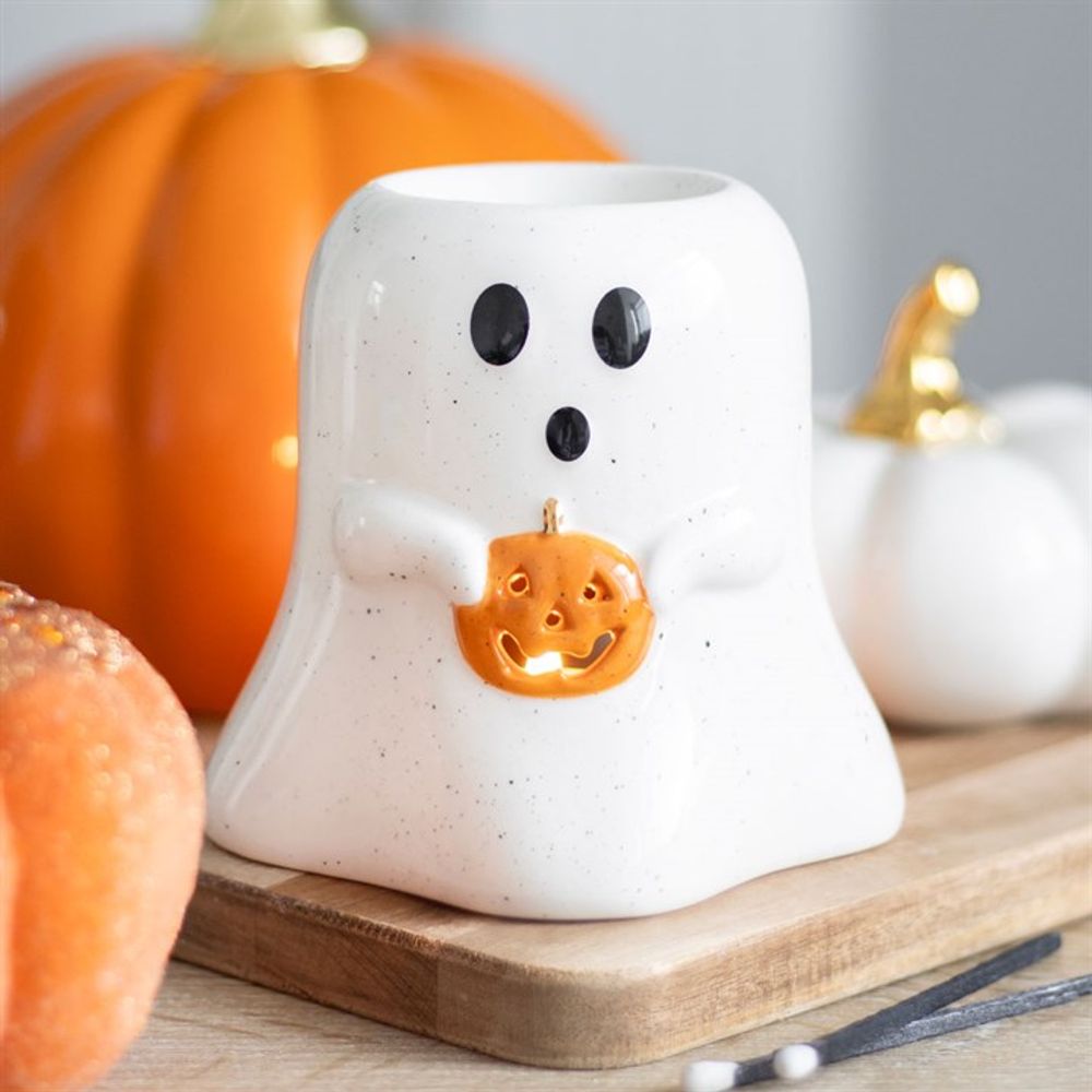 Ghost Shaped Oil/Wax Melt Burner with Pumpkin detail - Due Back Mid-June 2025