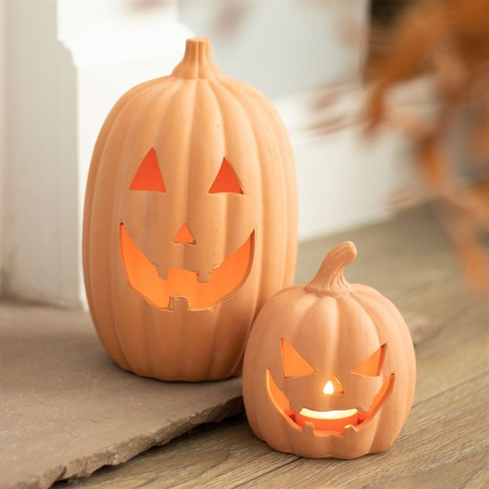 15cm Terracotta Halloween Pumpkin (Tealight) Ornament - Due Back May 2025