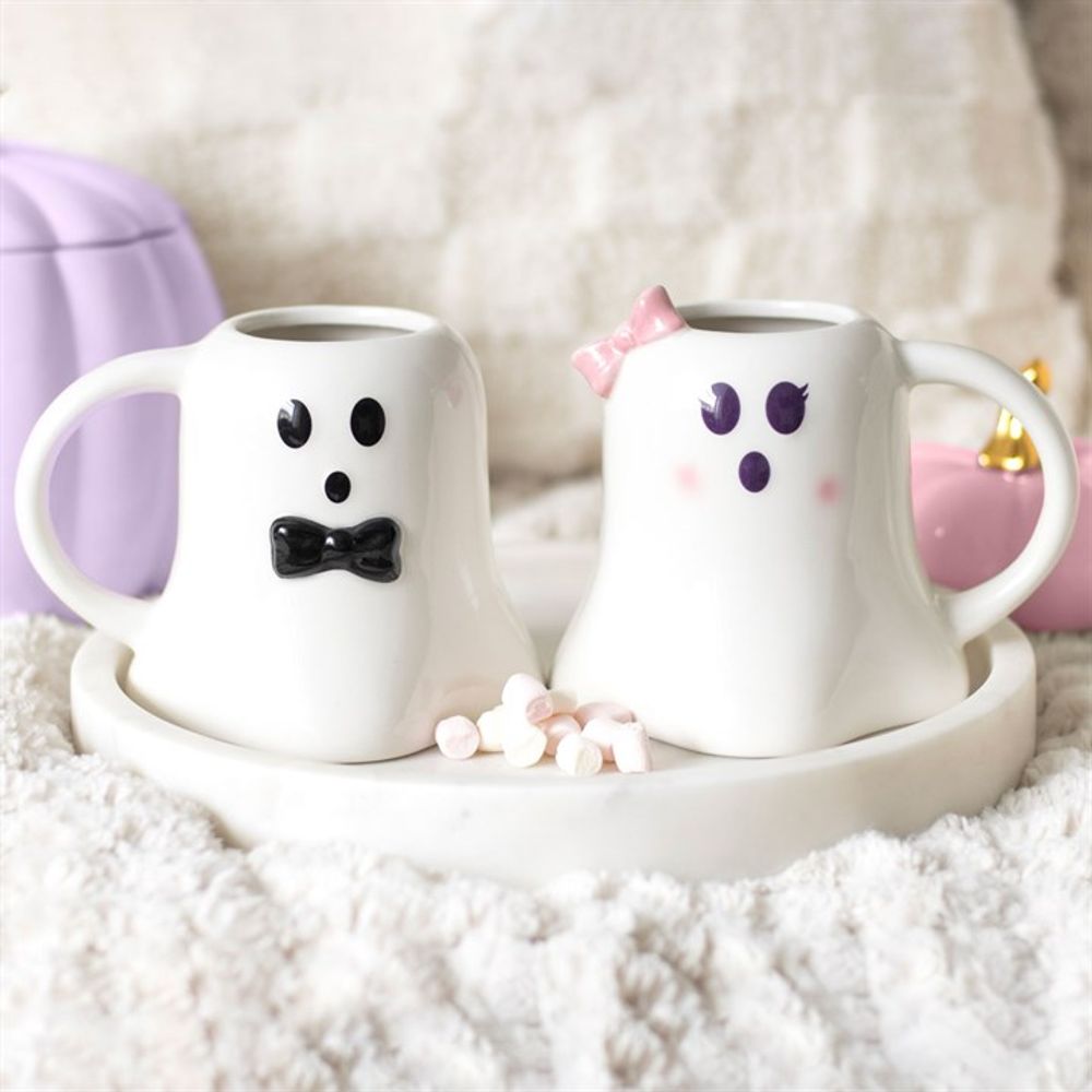 Mr and Mrs Boo Ghost Shaped Mug Gift Set