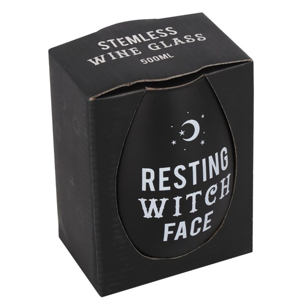 Resting Witch Face Stemless Wine Glass - Due Back Mid November