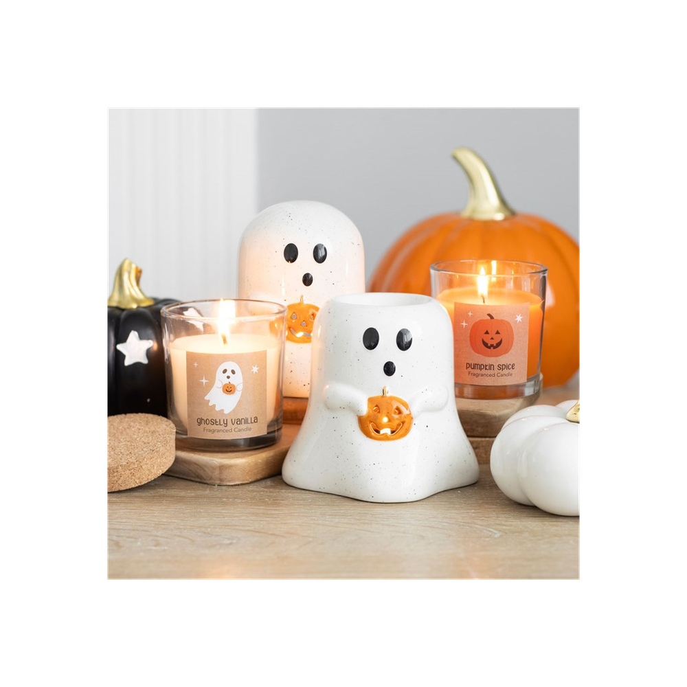 Ghost Shaped Oil/Wax Melt Burner with Pumpkin detail - Due Back Mid-June 2025