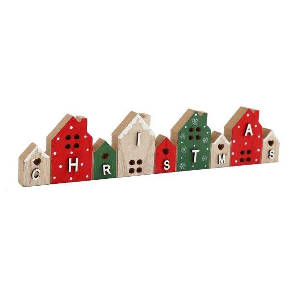 Wooden Christmas Houses Standing Decoration (29cm)