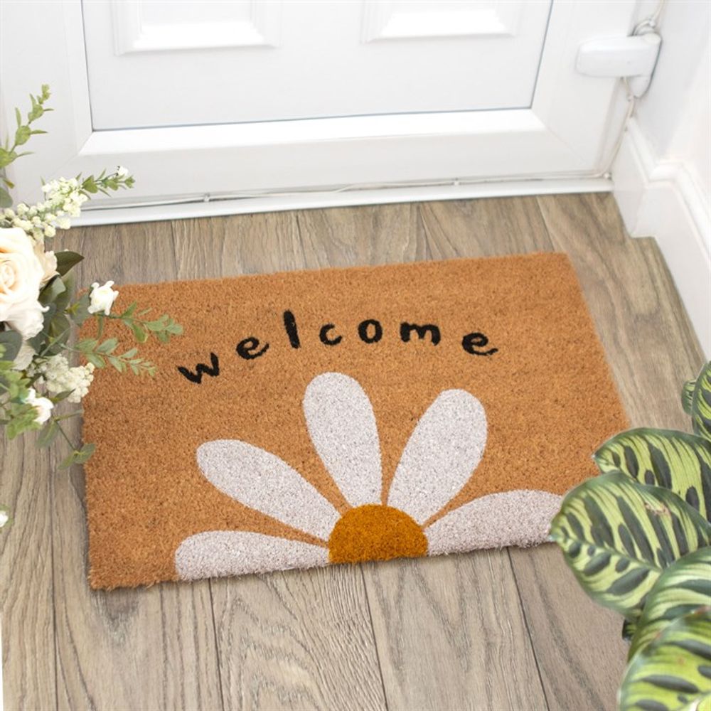 Natural 'Welcome' Daisy Doormat