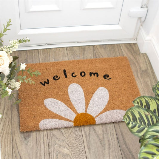 Natural 'Welcome' Daisy Doormat