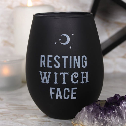 Resting Witch Face Stemless Wine Glass - Due Back Mid November