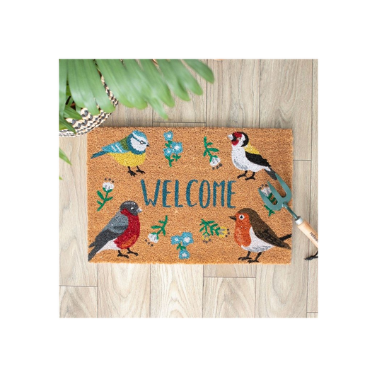 Natural 'Welcome' British Garden Birds Doormat