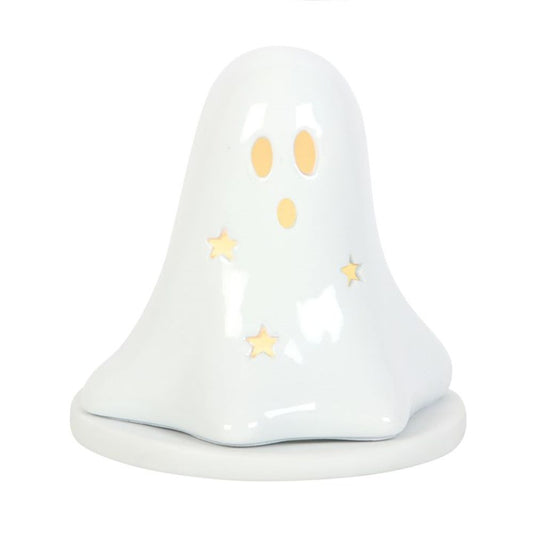 Ceramic Ghost Tealight/Incense Cone Holder