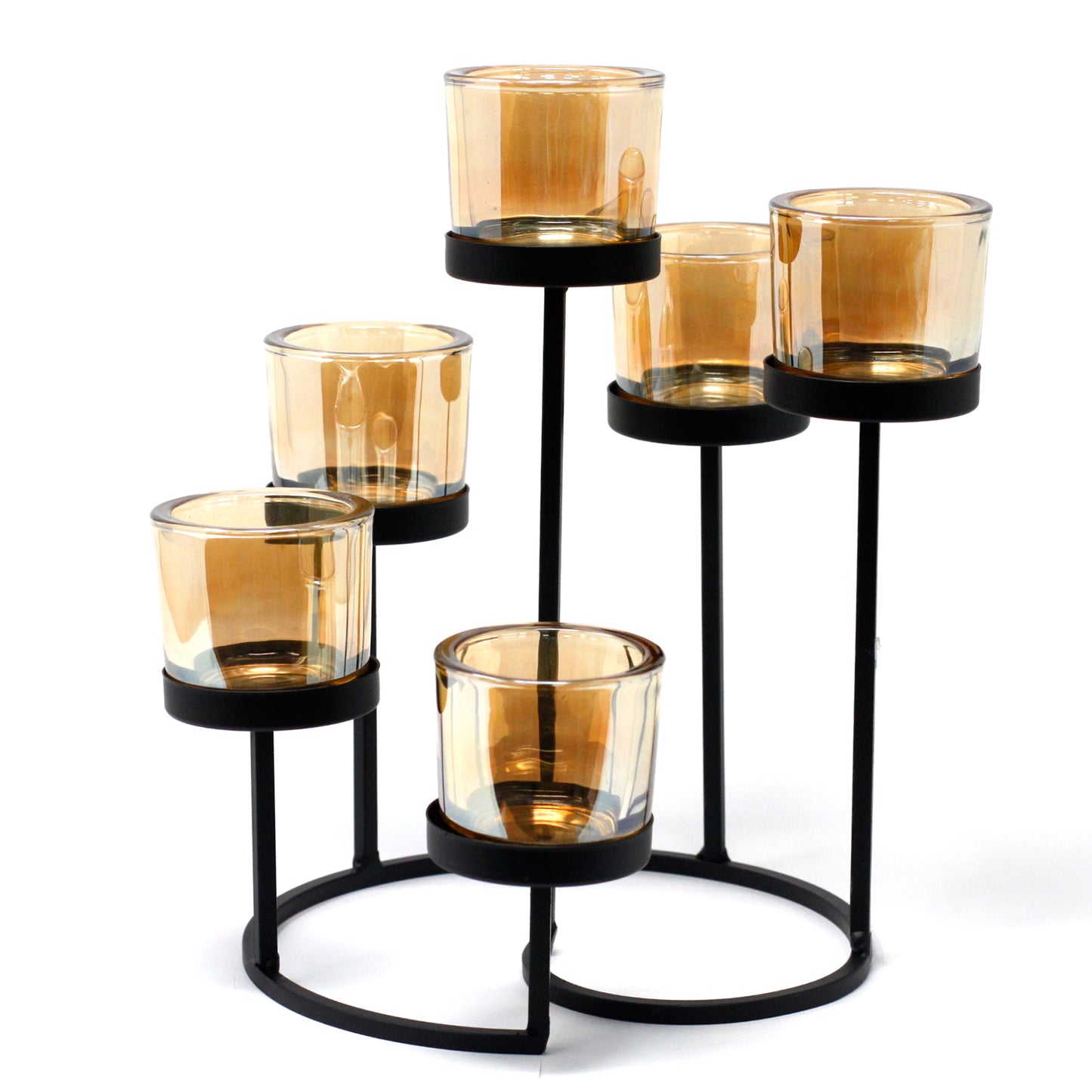 Centrepiece Iron Votive Candle Holder - 6 Cup Circular Tree