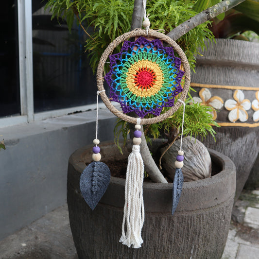 Hand Made Natural Dream Catcher - Rainbow Elemental Spirits (Medium)