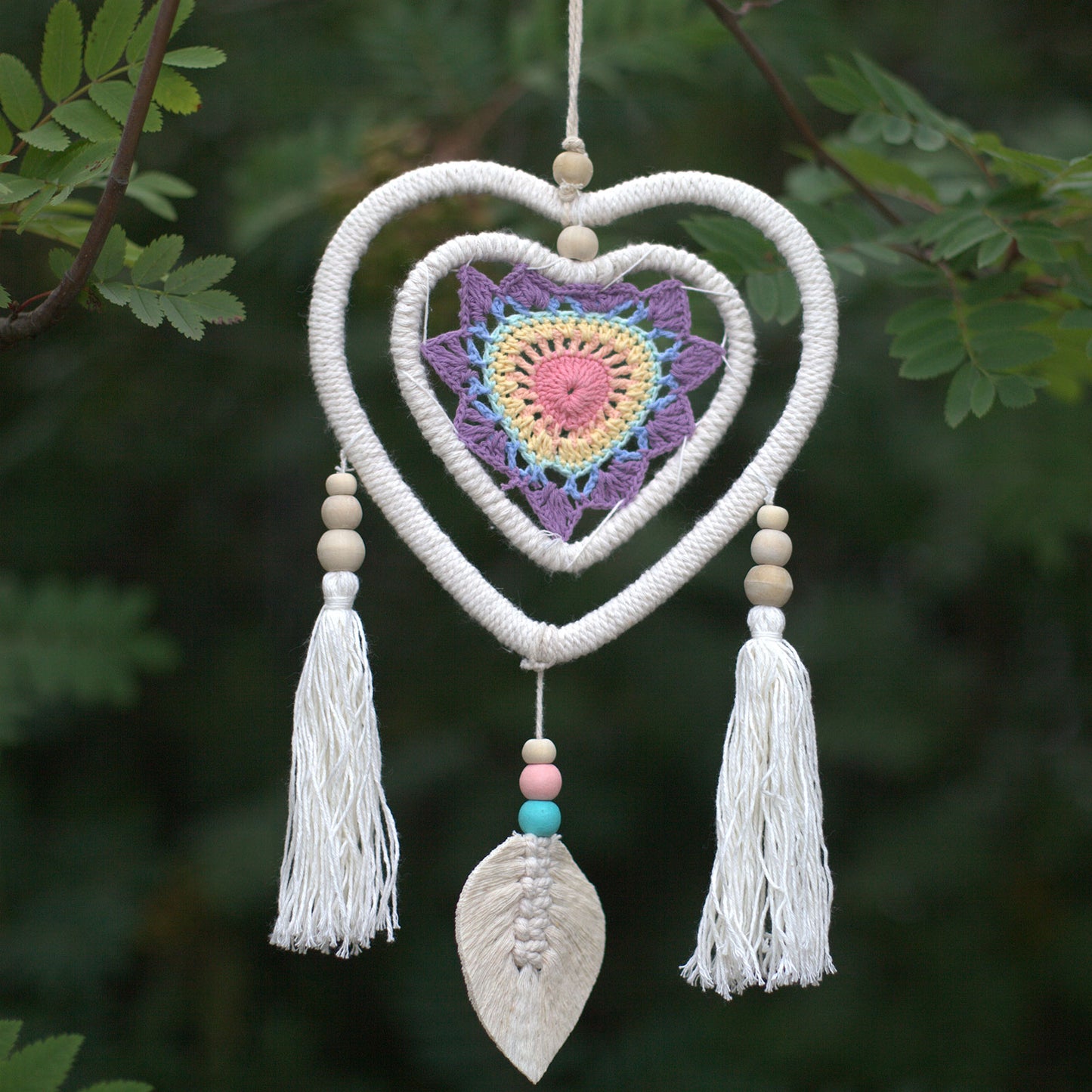 Hand Made Natural Dream Catcher - Multi Heart in Heart (Medium)