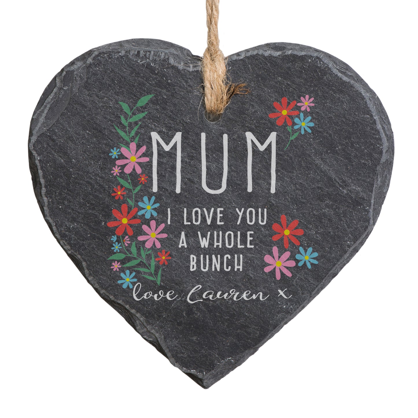 Personalised ‘I love you a whole bunch' Hanging Slate Sign - Perfect for Mother's Day