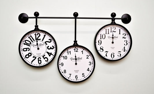 Set of 3 Hanging Metal Wall Clocks - UK Only