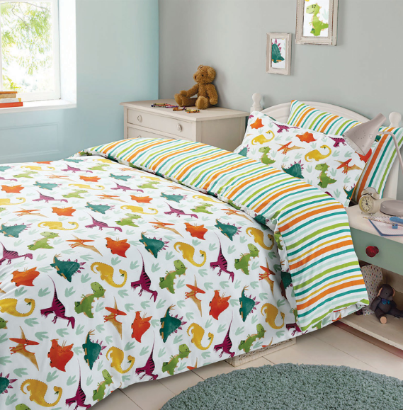 Multi-Colour Dinosaur Reversible Duvet Cover Set - perfect for Children