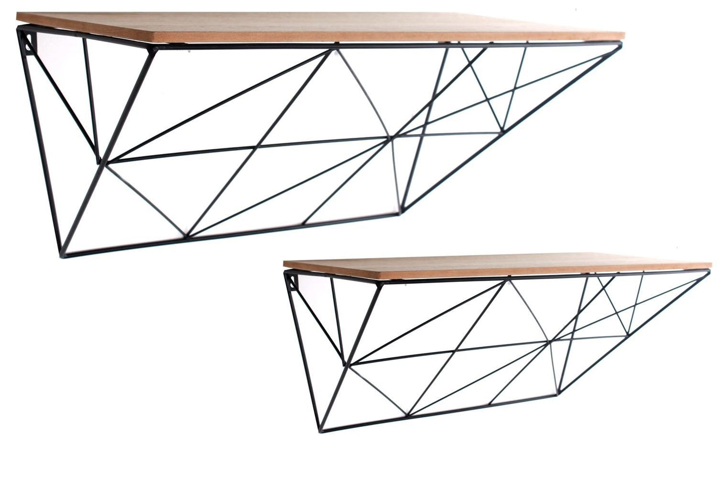 Set of 2 Black Geometric Shelves - UK Only