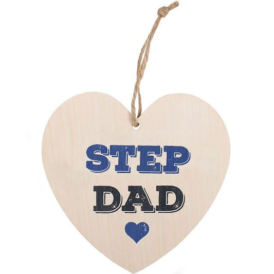 Step Dad Wooden Hanging Heart Sign - Perfect for Father's Day