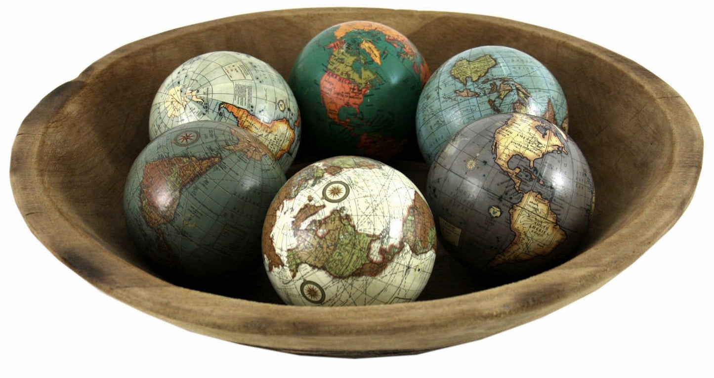 Set of 6 x 3 Inch Decorative Globes In Assorted Colours