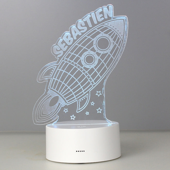 Personalised Rocket LED Colour Changing Wireframe Night Light