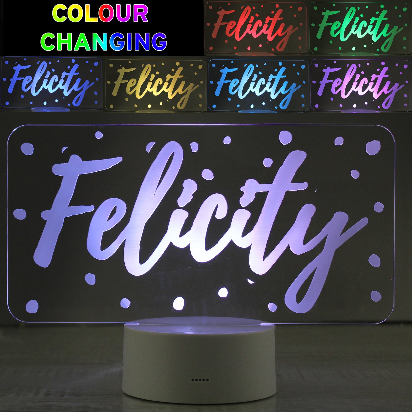 Personalised Name Only Pokka Dot LED Colour Changing Night Light