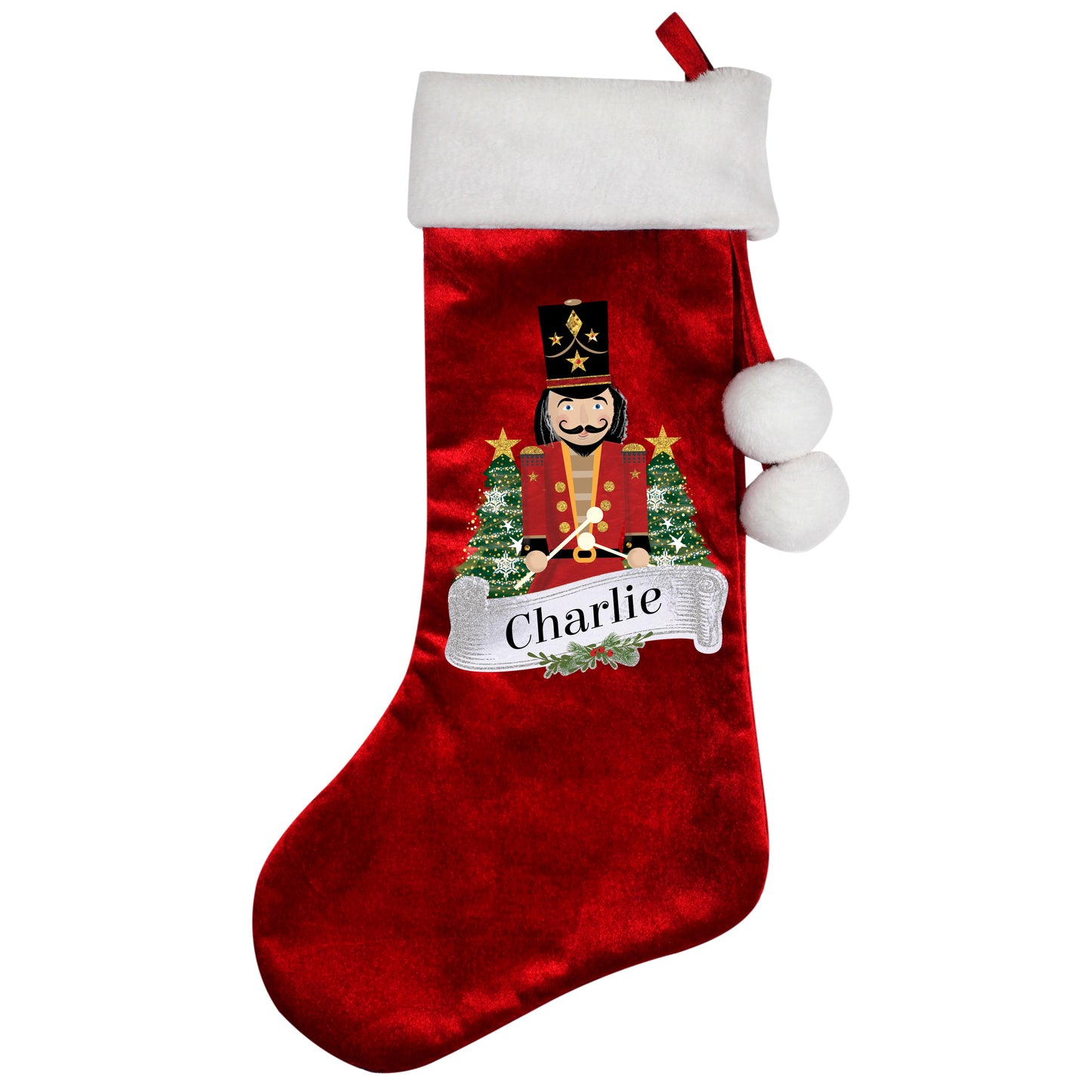 Personalised Nutcracker Red Christmas Stocking