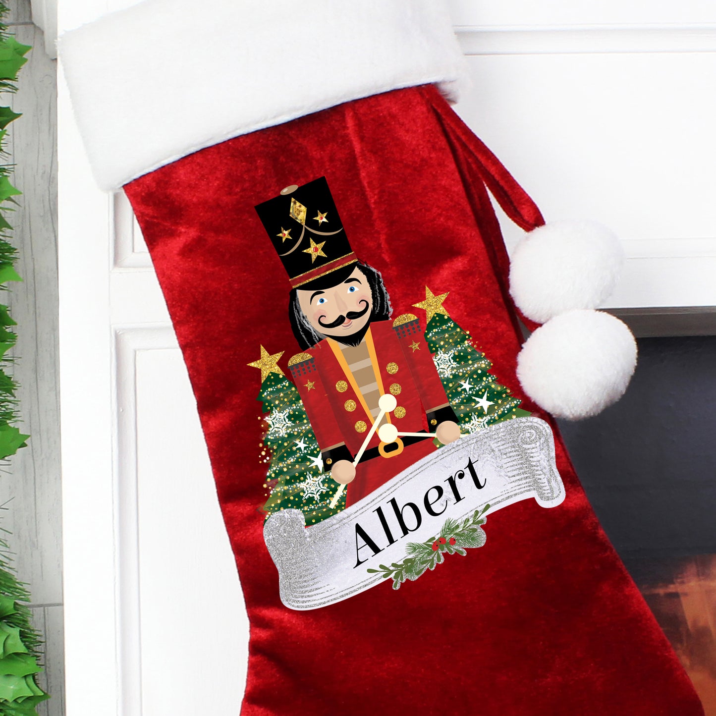 Personalised Nutcracker Red Christmas Stocking