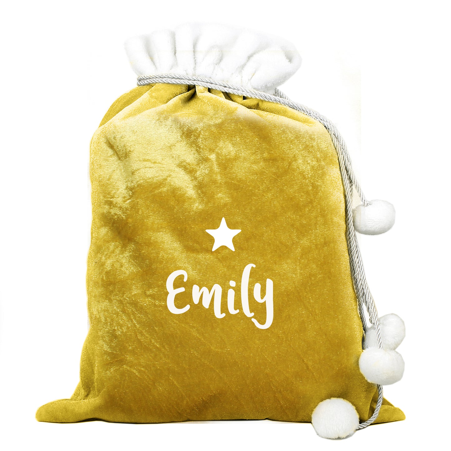 Personalised Gold Luxury Pom Pom Christmas Sack