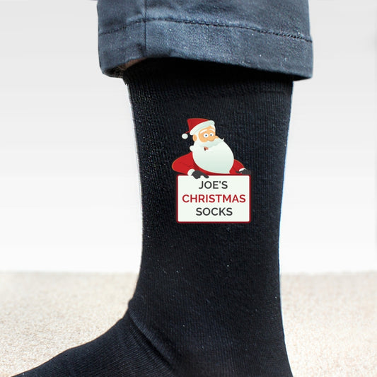 Personalised Santa Claus Men's Black Socks